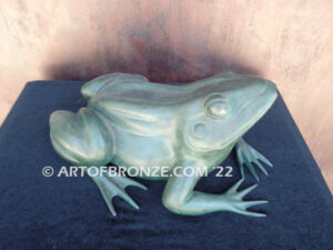Sunshine Day bronze statue of resting bullfrog for indoor or outdoor display
