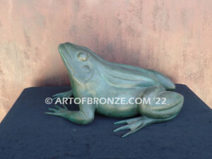 Sunshine Day bronze statue of resting bullfrog for indoor or outdoor display