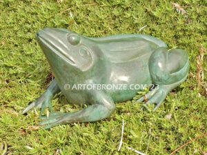 Sunshine Day bronze statue of resting bullfrog for indoor or outdoor display