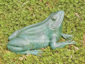 Sunshine Day bronze statue of resting bullfrog for indoor or outdoor display
