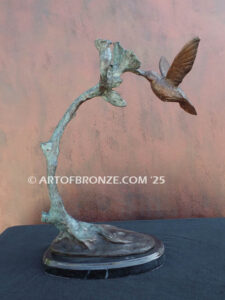 Sweet Nectar indoor décor hummingbird bronze sculpture with flower