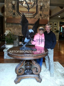 Bronze statue masterpiece of flying bald eagle for indoor or outdoor display