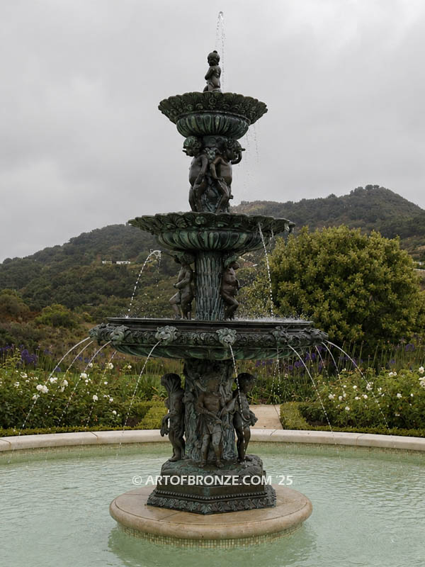 Triumvirate estate bronze fountain cherubs playing tiered elegant design