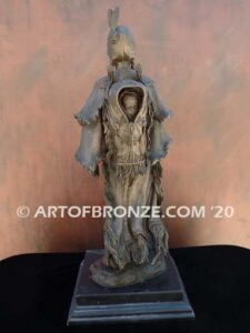 Two Hearts bronze statue of standing Native American Indian woman and child