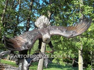 Up Draft bronze sculpture of eagle monument for public tree