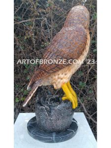 Watchtower bronze sculpture of hawk school mascot for public art