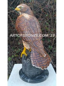 Watchtower bronze sculpture of hawk school mascot for public art