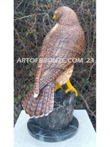 Watchtower bronze sculpture of hawk school mascot for public art