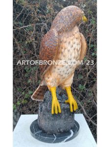 Watchtower bronze sculpture of hawk school mascot for public art