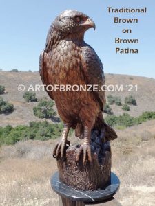 Watchtower bronze sculpture of hawk school mascot for public art