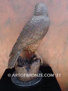 Watchtower bronze sculpture of hawk school mascot for public art