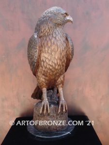 Watchtower bronze sculpture of hawk school mascot for public art