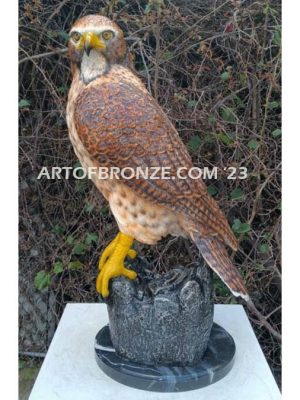 Watchtower bronze sculpture of hawk school mascot for public art