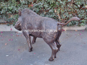 Wild Boar standing razorback-life-size-bronze-sculpture