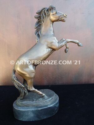 Wild at Heart sculpture gift or award of reared horse attached to a marble base