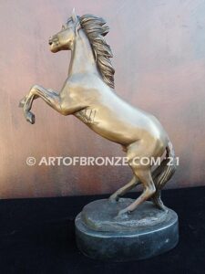 Wild at Heart sculpture gift or award of reared horse attached to a marble base