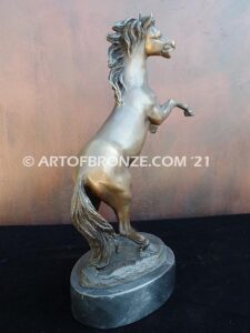 Wild at Heart sculpture gift or award of reared horse attached to a marble base