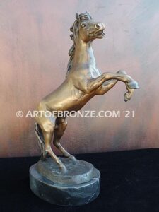 Wild at Heart sculpture gift or award of reared horse attached to a marble base