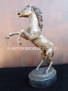 Wild at Heart sculpture gift or award of reared horse attached to a marble base