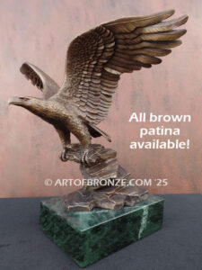 Wings of Justice classical bronze sculpture of flying bald eagle corporate gift award
