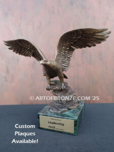 Wings of Justice classical bronze sculpture of flying bald eagle corporate gift award