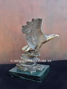 Wings of Justice classical bronze sculpture of flying bald eagle corporate gift award