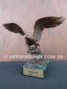 Wings of Justice sculpture of flying bald eagle corporate gift award