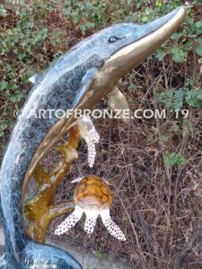 Beauty Beneath bronze fine art gallery sculpture of dolphins, whales and porpoises