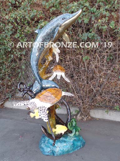 Beauty Beneath bronze fine art gallery sculpture of dolphins, whales and porpoises