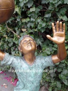 Dream Team bronze sculpture of two basketball brothers playing together for outdoor display