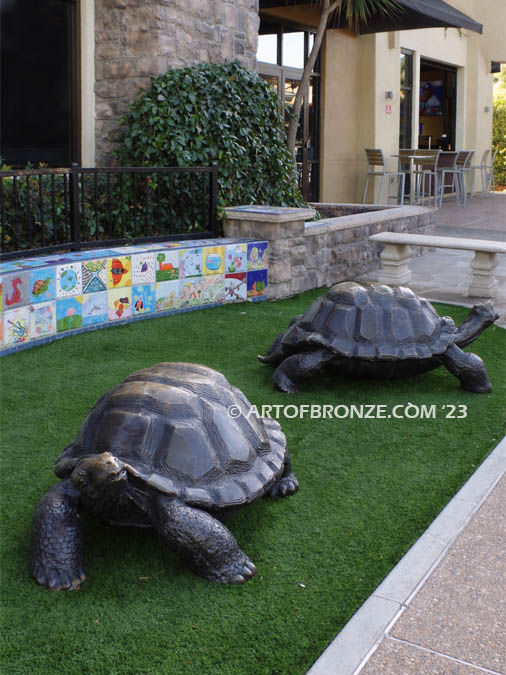 Marketplace Tortoises bronze fine art gallery reptile sculpture- tortoise, turtle, and terrapin