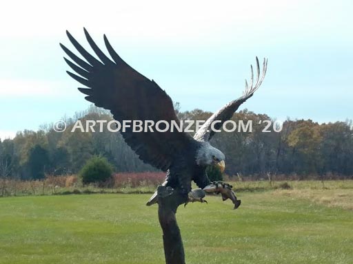 Eagle Sanctuary bronze sculptures of eagle monument for residence in Quantic, VA