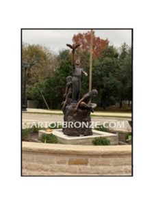 High Hopes bronze sculpture of kids playing on bronze rock for park or school playground