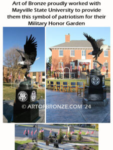 Majesty monumental bronze sculpture of eagle landing on branch