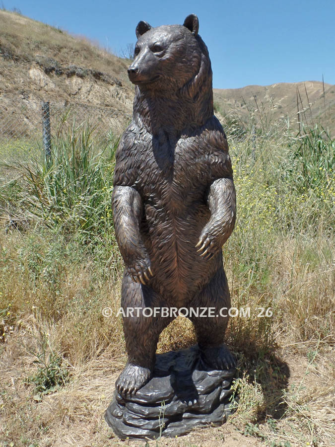 Permission to Pass bronze sculpture grizzly bear, black bear and brown bear mascot for school, university or zoo