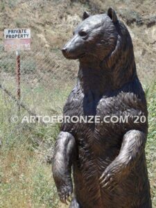 Permission to Pass bronze sculpture grizzly bear, black bear and brown bear mascot for school, university or zoo