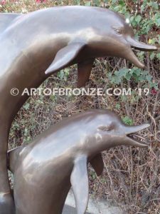 Double Play bronze fine art gallery sculpture of dolphins, whales and porpoises