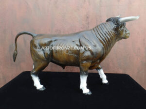 Calm before the Storm bucking bull bronze sculpture for indoor home or office display