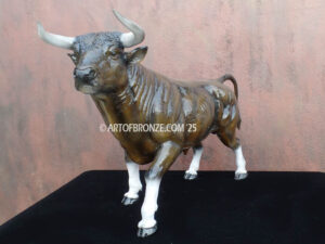 Calm before the Storm bucking bull bronze sculpture for indoor home or office display