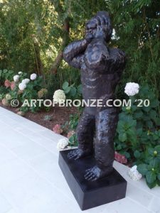 Great Ape bronze sculpture of standing monkey with head in hands