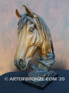 Tenderhearted sculpture bust of thoroughbred horse for home or office