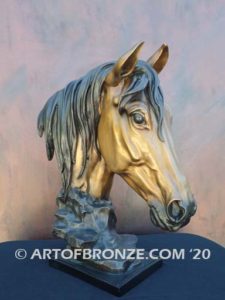 Tenderhearted sculpture bust of thoroughbred horse for home or office