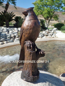 Cardinal Brown Patina outdoor statue of a bronze cardinal state bird of North Carolina