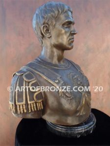 Caesar bust sculpture intricate detailed bronze bust attached to marble base