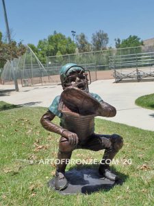 All Star Game Outdoor bronze baseball sculpture of young catcher in full gear waiting for pitch