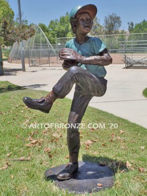 All Star Game Outdoor bronze sculpture of baseball pitcher in windup