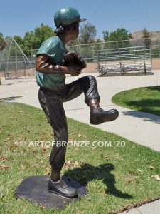 All Star Game Outdoor bronze sculpture of baseball pitcher in windup