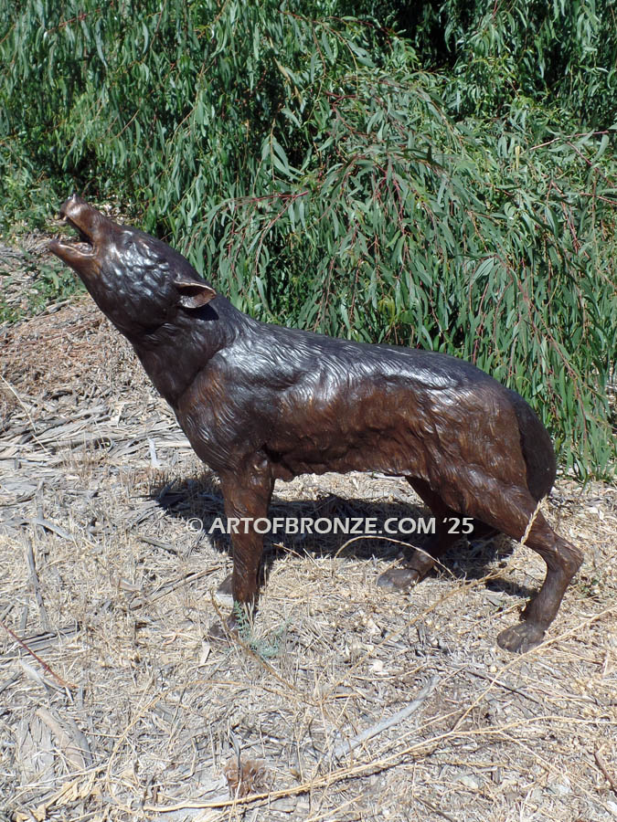 Broken Silence bronze howling wolf sculpture North American wildlife artwork