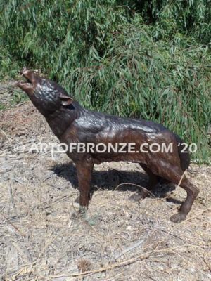 Broken Silence bronze mascot wolf sculpture for schools, universities or zoo