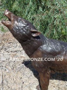 Broken Silence bronze mascot wolf sculpture for schools, universities or zoo